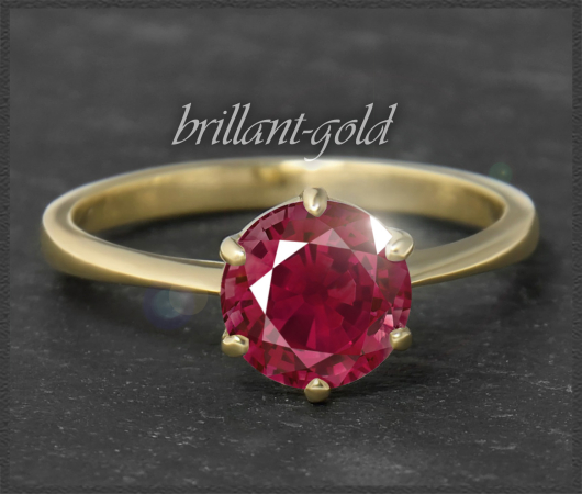 Gold Ring aus 585 Gelbgold; 2,0ct Rubin